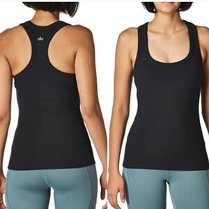 Alo Ribbed Racerback Support Bra Tank Black S